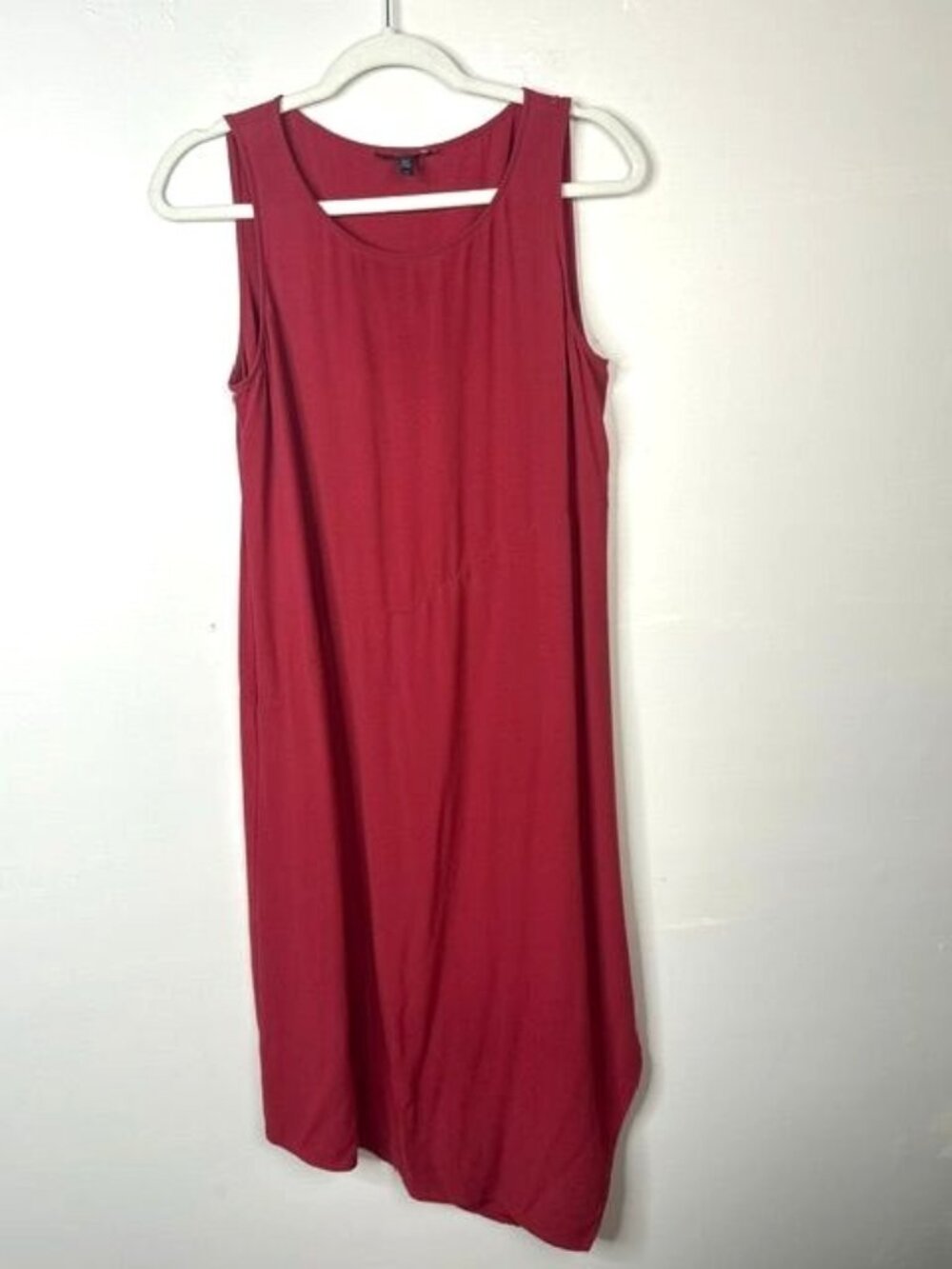 Eileen Fisher Womens Burgundy Asymmetric Hem Sleeveless Dress Size S